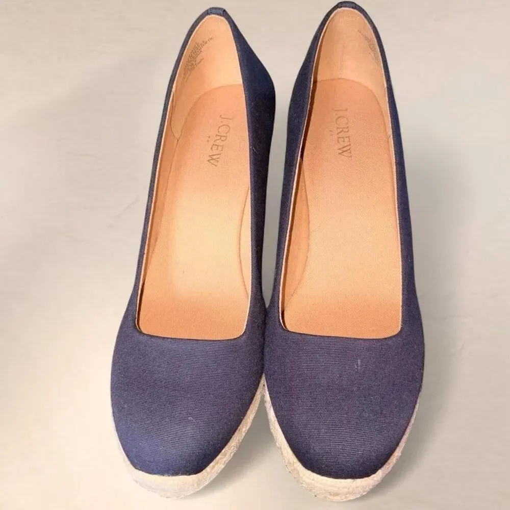 J. Crew Women's Size 9 Navy and Blue Wedge Platforms